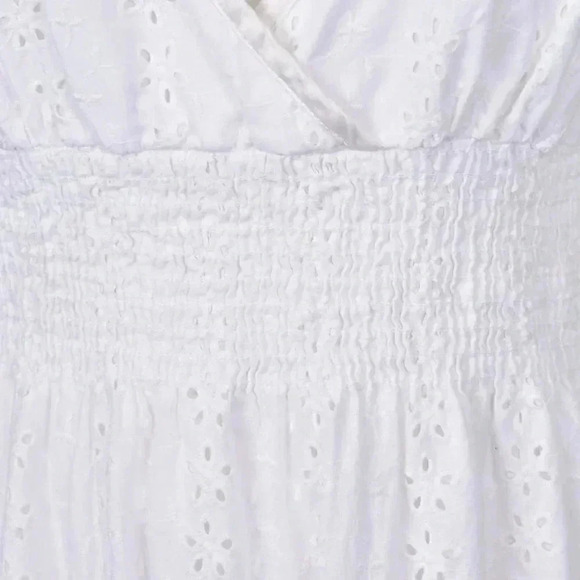 Vintage Y2K Bebe White Eyelet Midi Dress Boho Cotton Size Large - Picture 4 of 10